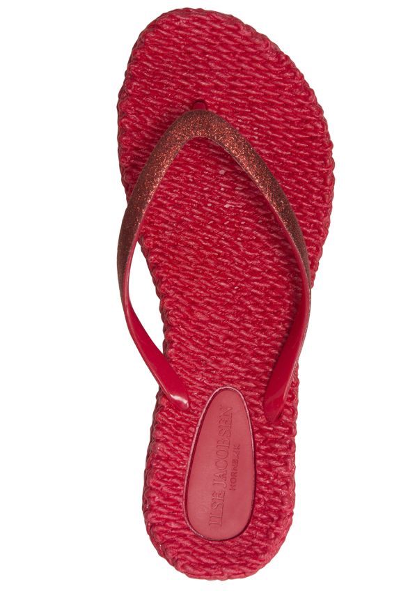 Cheerful Glitter Flip Flops Deep Red