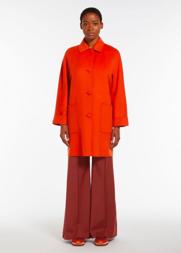 Orange double breasted coat best sale