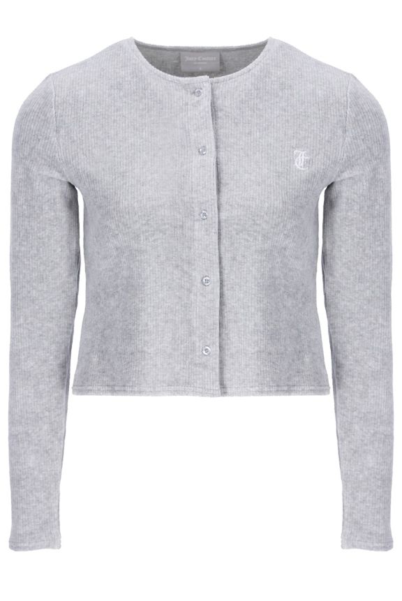Luna Rib Velour Cardigan Silver Marl
