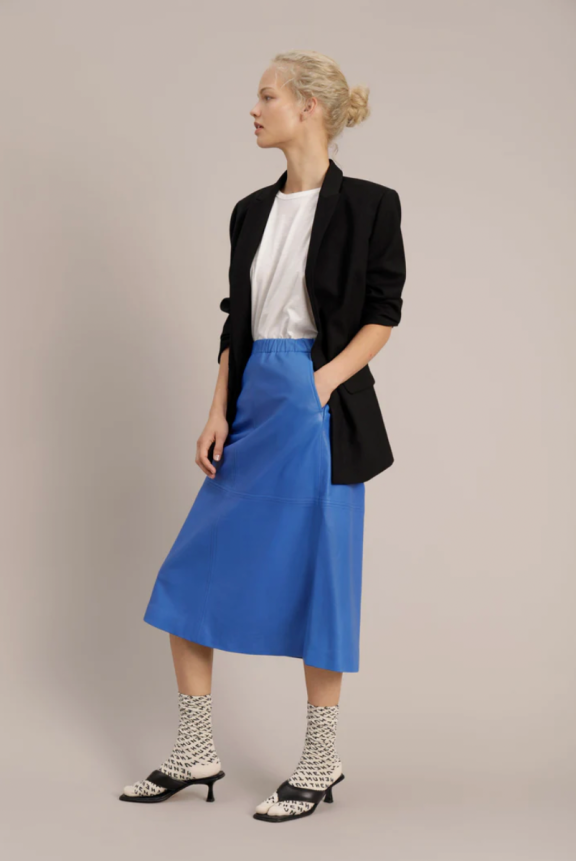 Turquoise leather skirt cheap