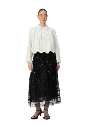 Sequins Mesh Skirt - Black