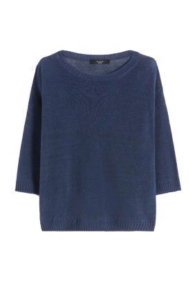 Cannone Linen Yarn Oversize Jumper - Navy