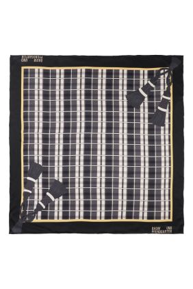Leah Silk Scarf - Grey Check