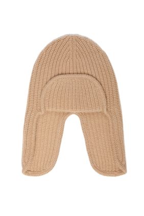 Full Pure Cashmere Beanie With Ear Warmers - Camel