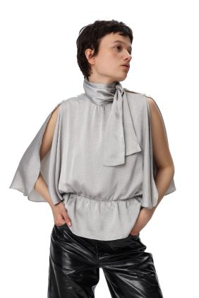 Butterfly Sleeved Blouse - Pearl Grey