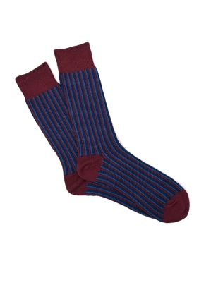Jacquard Stripe Crew Socks - Red