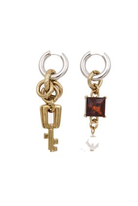 Kaos Mismatched Charm Hoop Earrings - Gold & Silver