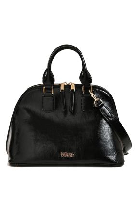 Karla Patent Faux Leather Handbag - Black
