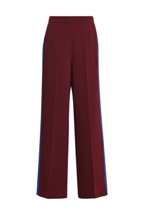 Karmic Contrast-Striped Wide-Leg Pants - Wine