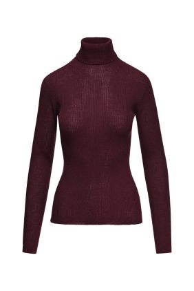 Kelmuse Ribbed Wool-Blend Turtleneck Sweater - Wine