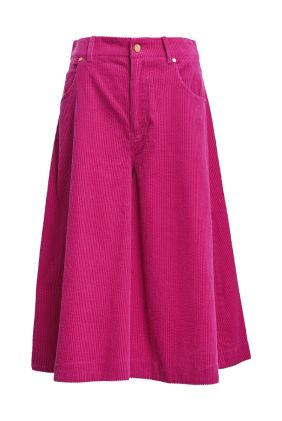 Kigi Corduroy Wide-Leg Bermuda Shorts - Hot Magenta