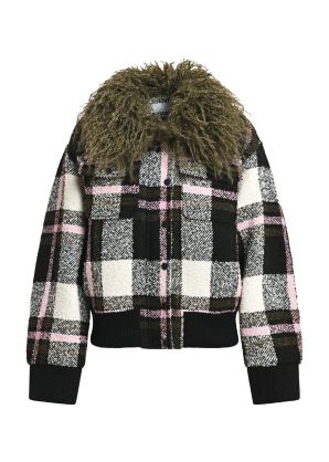 Kpop Bomber Jacket With Detachable Collar - Khaki