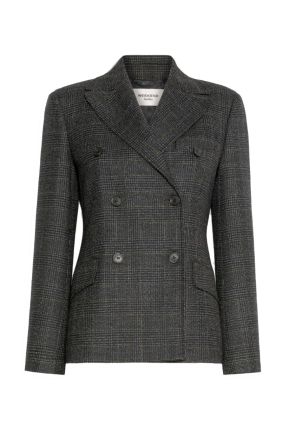 Occhio Prince of Wales Check Wool Blazer - Dark Grey
