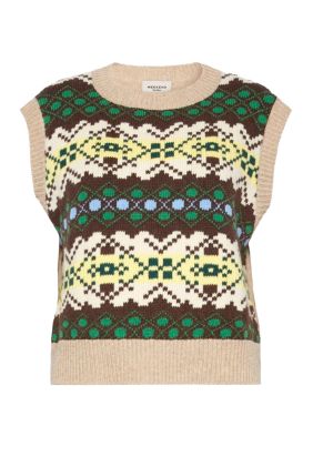 Savana Jacquard Wool Gilet - Green