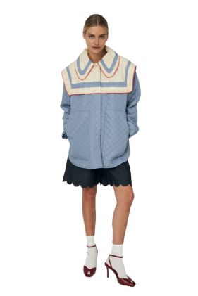 Oversized Quilted Sailor Coat - Lovely Blue
