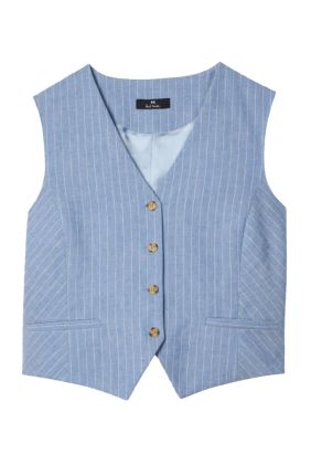 Pinstripe Waistcoat - Light Blue