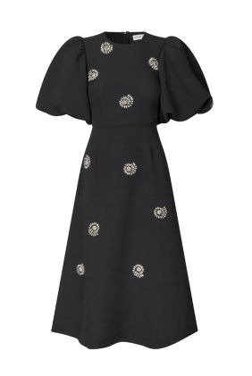 Puff Sleeve Midi Dress- Pearl of Order