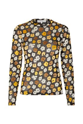 Long Sleeve Elasticated Top - Petal Polka
