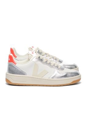 V-10 Leather - White Pierre Silver