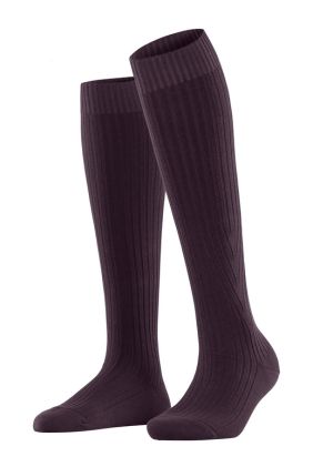 Cross Knit Knee-high Socks - Blackberry
