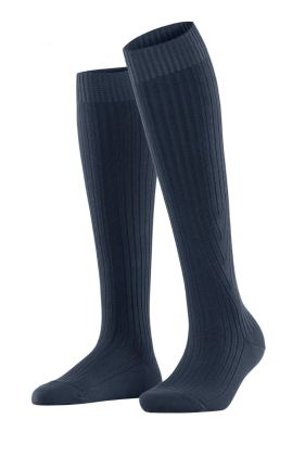 Cross Knit Knee-high Socks - Space Blue