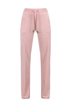 Del Ray Classic Velour Pocketed Bottoms - Pale Pink