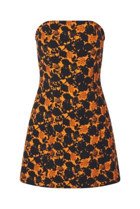Acora Dress - Orange Black Flower