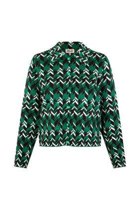 Cassandra Cardigan - Green Geometric