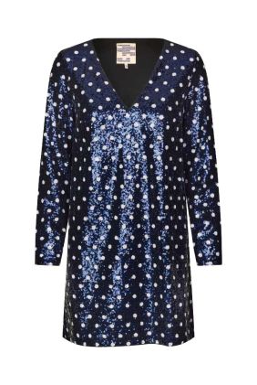 Javona Dress - Blue Dotted Sequin