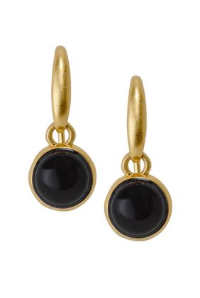 Essentials Cherry Earrings with Black Agate - Gold Plated
