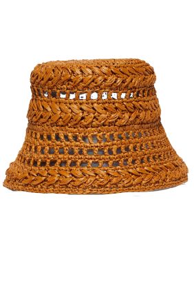Adito Crochet Raffia Hat - Camel