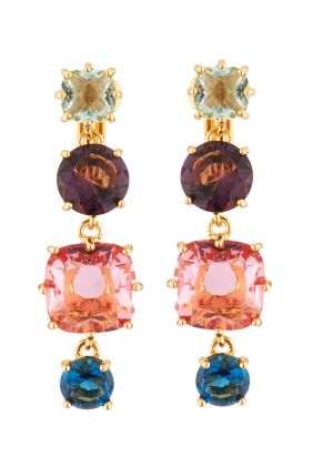Four Diamanté Stone Multicoloured Clip-On Earrings