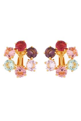 Six Stone Diamanté Multicoloured Clip-On Earrings