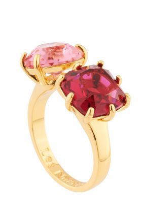 Heart & Square Shaped Diamanté Ring
