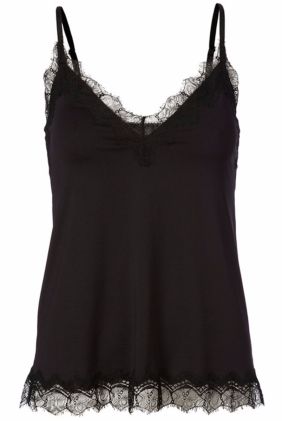 Billie Strap Top With Lace - Black 