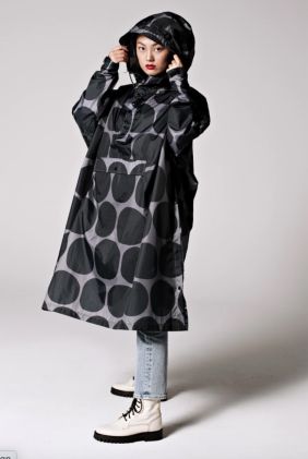 Rain Poncho - Black Polka