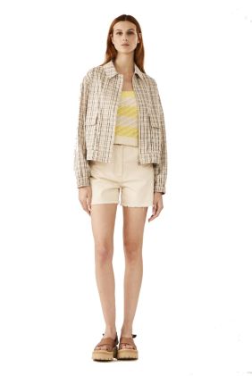Check Bomber Jacket - Taupe