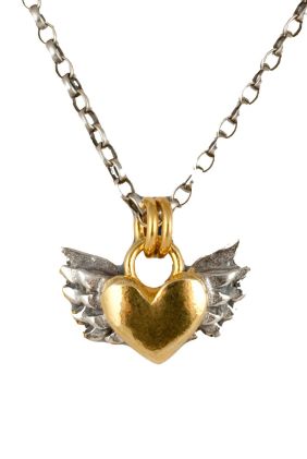 Chubby Winged Heart Necklace - 18 Inch Chain 