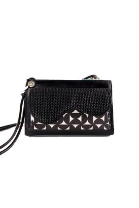 Nikita Leather Handbag - Black, White & Pink