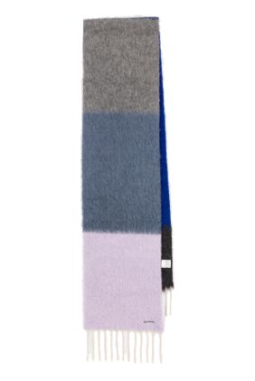 Colour Block Fuzzy Scarf- Blue