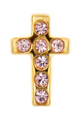 Cross Crystal One Piece Gold Plated  - Rose