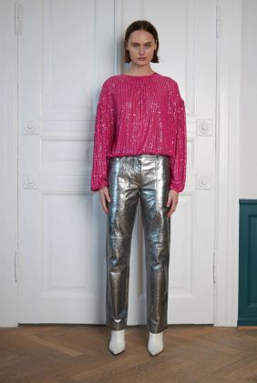 Daria Sequin Blouse - Pale Pink