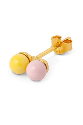Double Colour Ball One Piece Enamel - Light Pink/Yellow