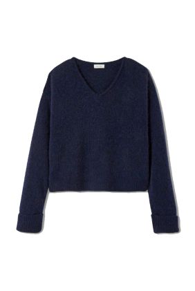 East V-Neck Jumper - Navy Melange