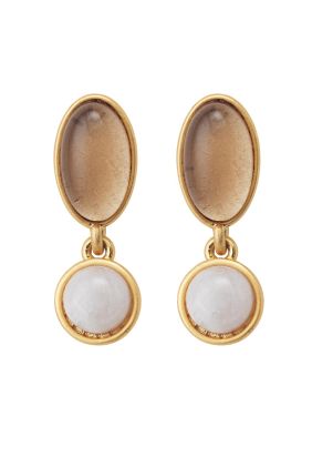 Diversity Beads Earrings with Bamboo Agate - Gold Plated