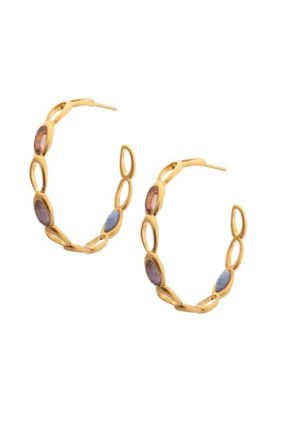 Aurora Hoop Earrings with Natural Stones - Gold