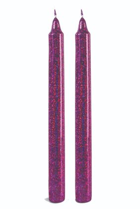 Two Glitter Candles - Violet