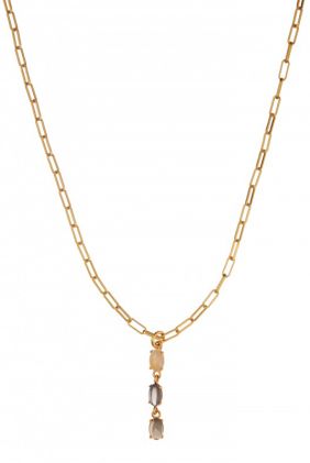 The Griff Necklace with Rose quartz and Glass - Gold Plated