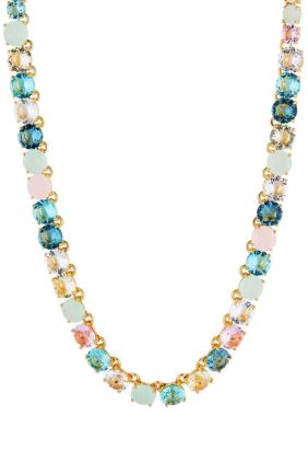 La Diamantine Acqua Azzura Round Stones Choker Necklace