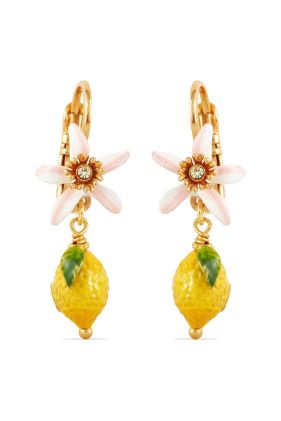 Lemon & White Flower Sleeper Earrings